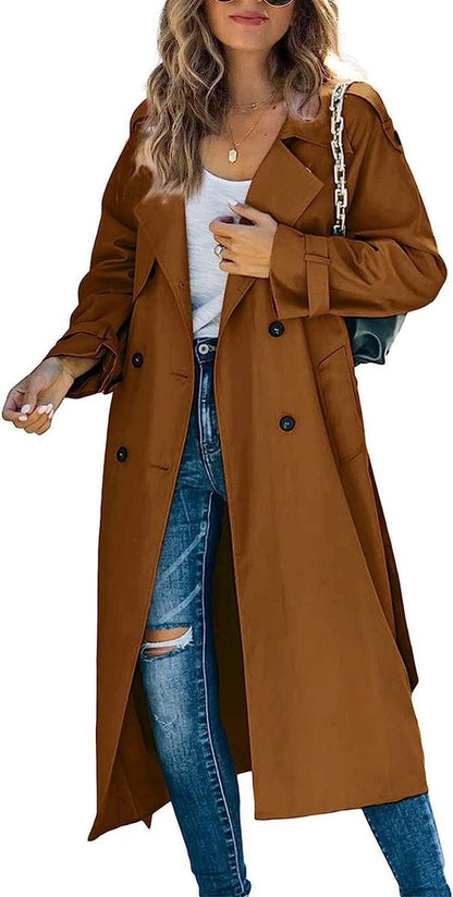 Isadora | Women's Oversized Double-Breasted Belted Longline Trench Coat