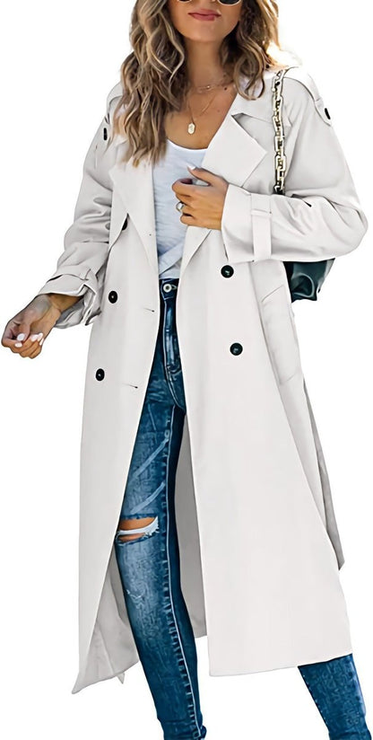 Isadora | Women's Oversized Double-Breasted Belted Longline Trench Coat