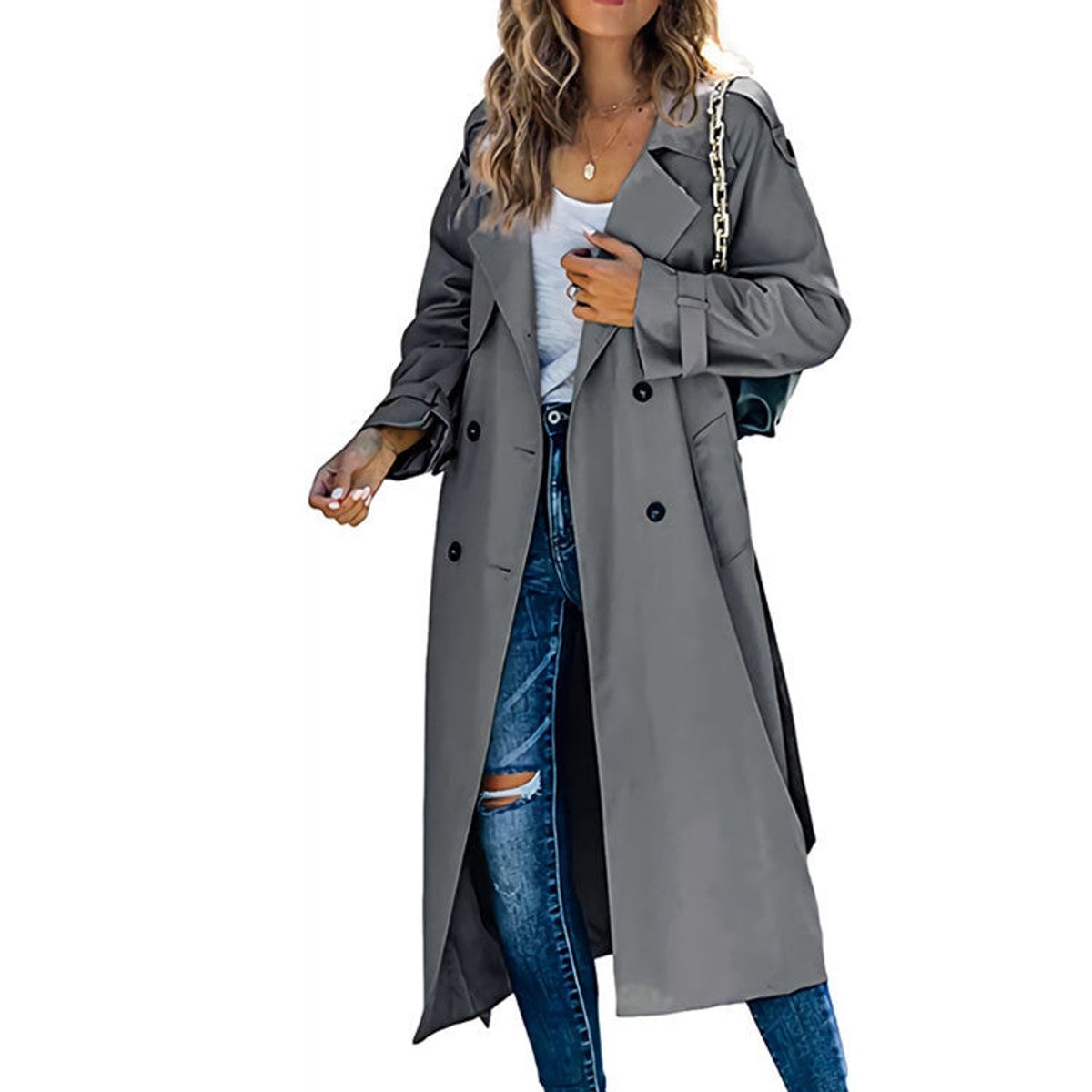 Isadora | Women's Oversized Double-Breasted Belted Longline Trench Coat