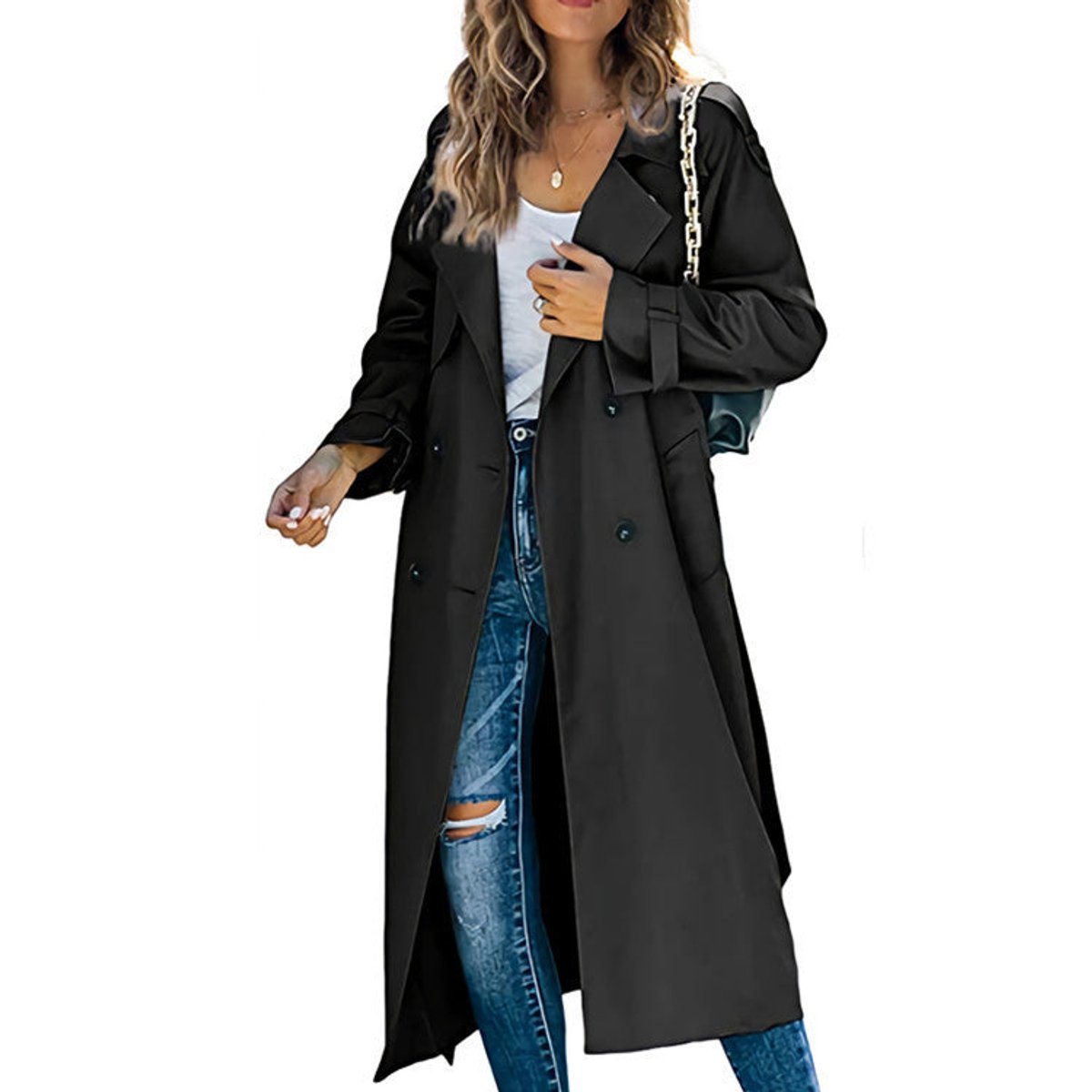 Isadora | Women's Oversized Double-Breasted Belted Longline Trench Coat