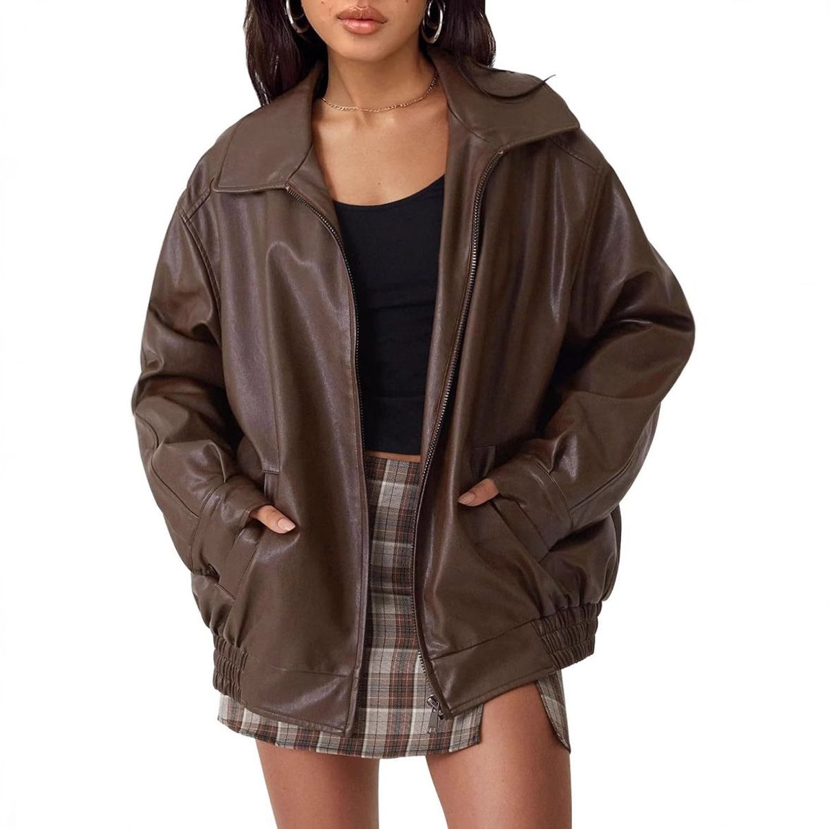 Josephine | Women's Oversized Faux Leather Bomber Jacket