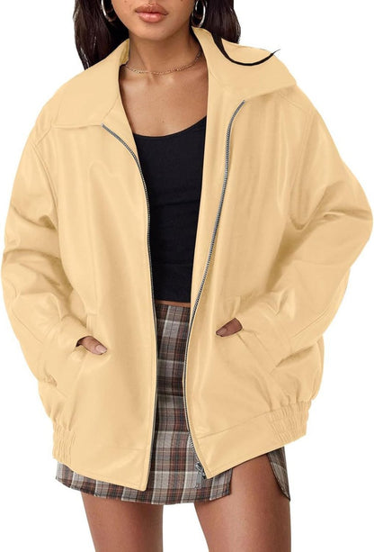 Josephine | Women's Oversized Faux Leather Bomber Jacket