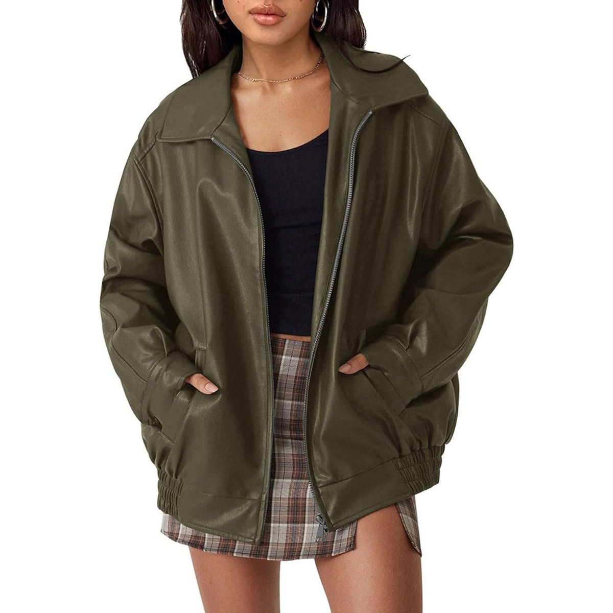 Josephine | Women's Oversized Faux Leather Bomber Jacket