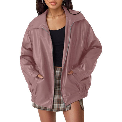 Josephine | Women's Oversized Faux Leather Bomber Jacket