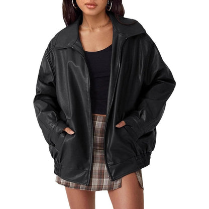 Josephine | Women's Oversized Faux Leather Bomber Jacket