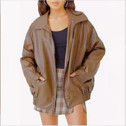 Josephine | Women's Oversized Faux Leather Bomber Jacket