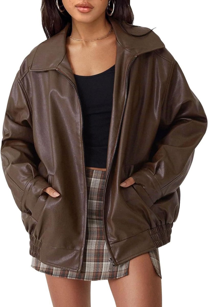 Josephine | Women's Oversized Faux Leather Bomber Jacket