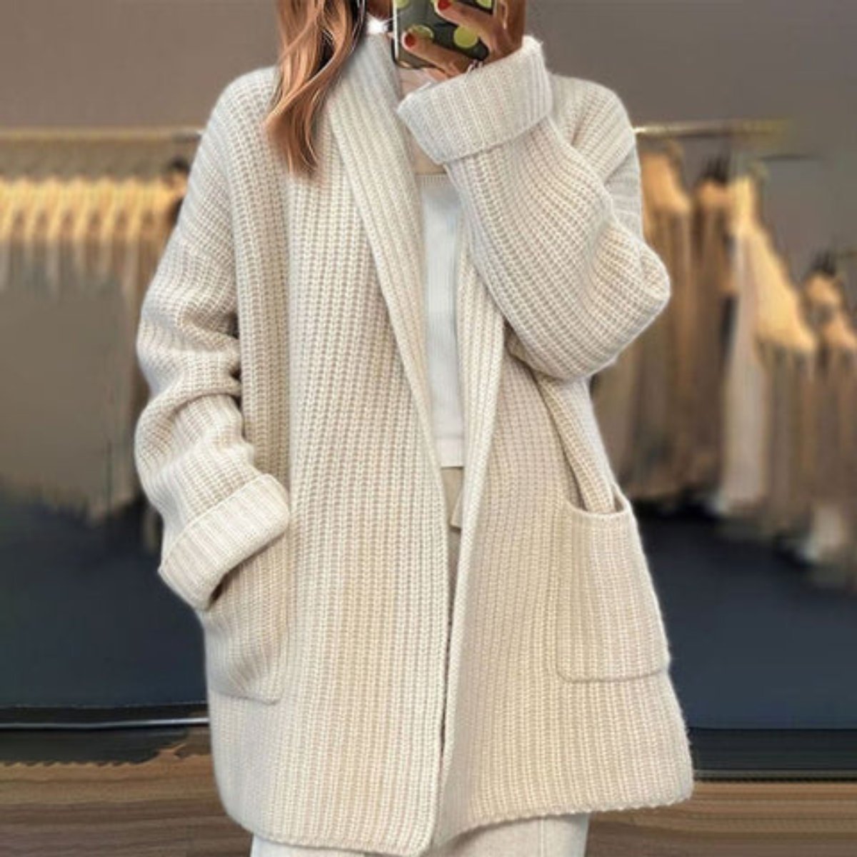 Camden | Women's Oversized Open-Front Scarf Collar Knit Cardigan