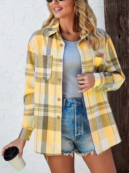 Marlowe | Women's Oversized Plaid Flannel Long Sleeve Button-Up Shirt