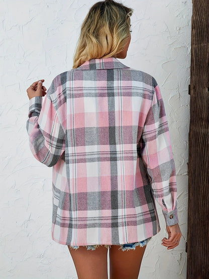 Marlowe | Women's Oversized Plaid Flannel Long Sleeve Button-Up Shirt