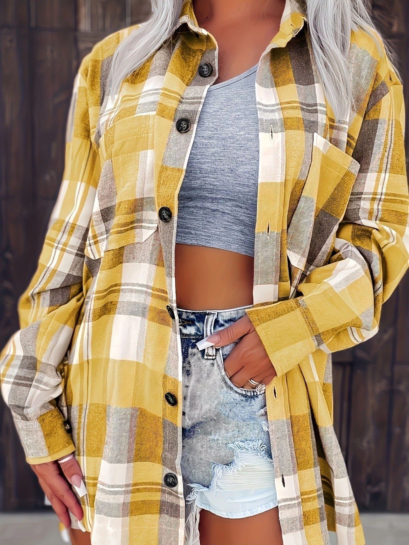 Marlowe | Women's Oversized Plaid Flannel Long Sleeve Button-Up Shirt