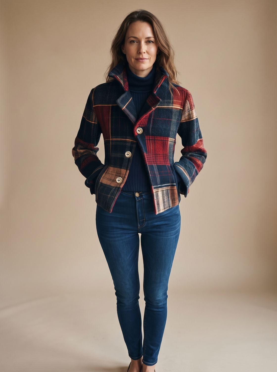 Wrenith | Women's Plaid Cropped Flannel Winter Jacket