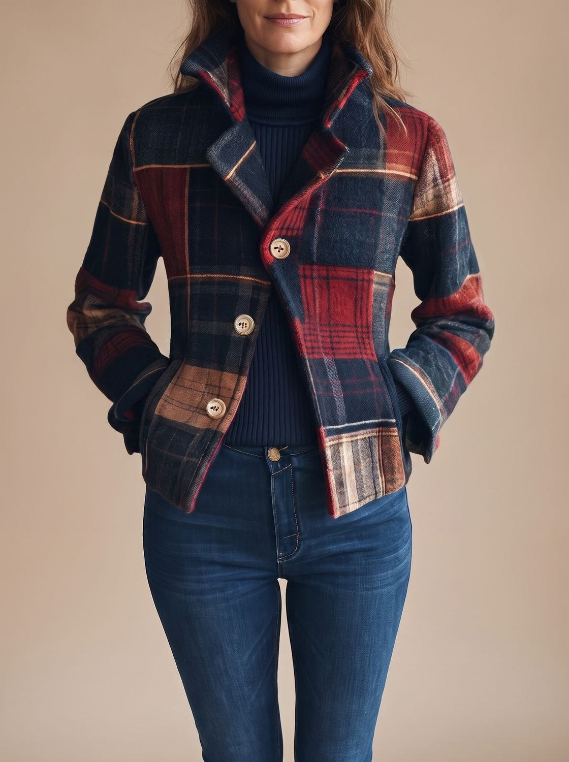 Wrenith | Women's Plaid Cropped Flannel Winter Jacket