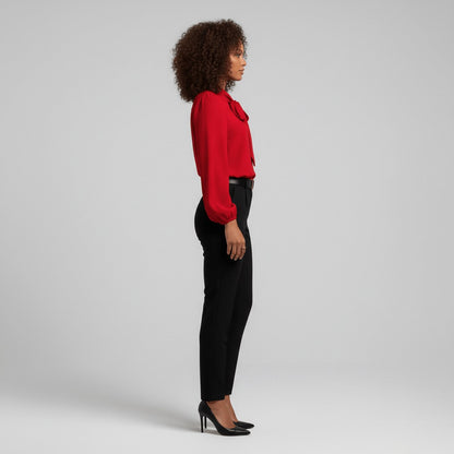 Ivy | Women's Bow-Tie Neck Long-Sleeve Relaxed-Fit Office Blouse