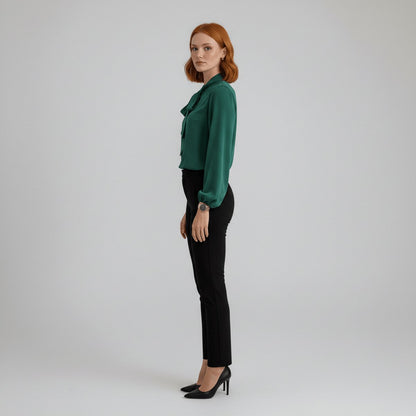 Ivy | Women's Bow-Tie Neck Long-Sleeve Relaxed-Fit Office Blouse