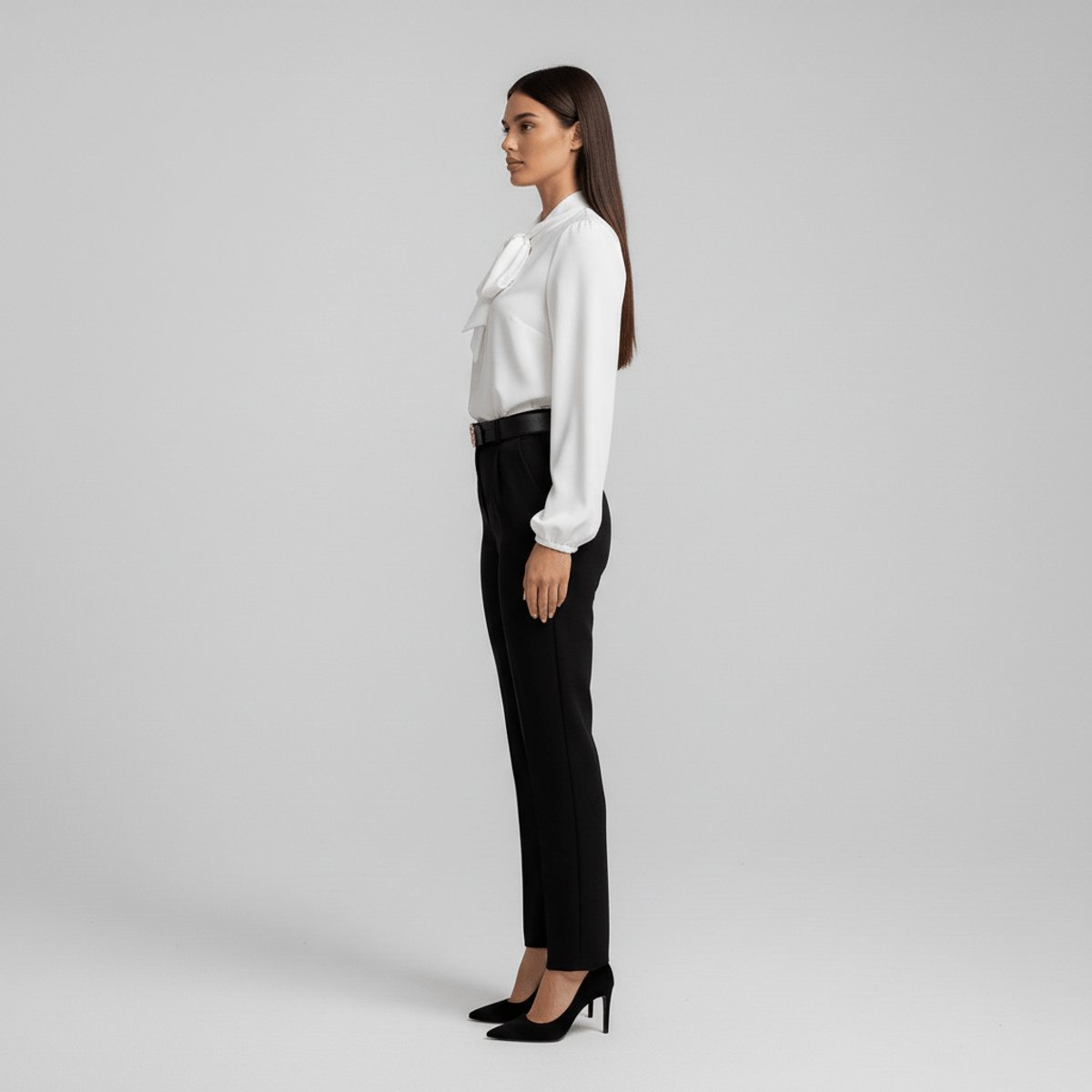 Ivy | Women's Bow-Tie Neck Long-Sleeve Relaxed-Fit Office Blouse