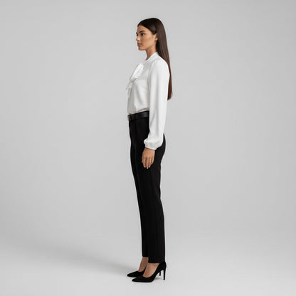Ivy | Women's Bow-Tie Neck Long-Sleeve Relaxed-Fit Office Blouse