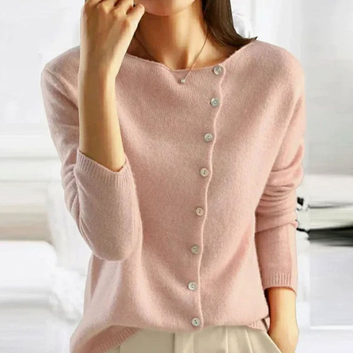 Fenella | Women's Relaxed Fit Button Front Soft Knit Cardigan