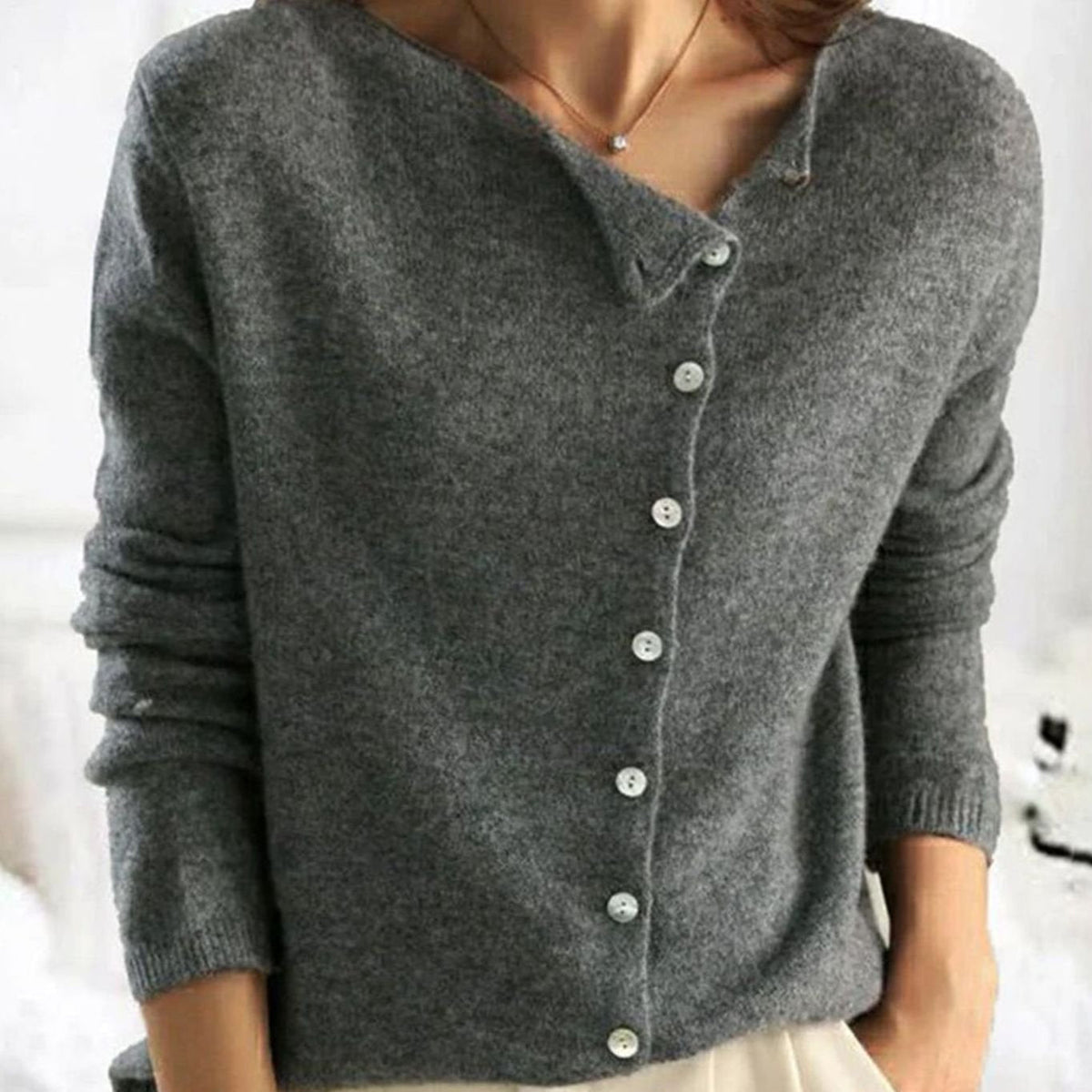 Fenella | Women's Relaxed Fit Button Front Soft Knit Cardigan