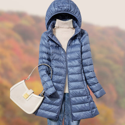 Roslend | Women's Lightweight Hooded Slim-Fit Long Puffer Jacket