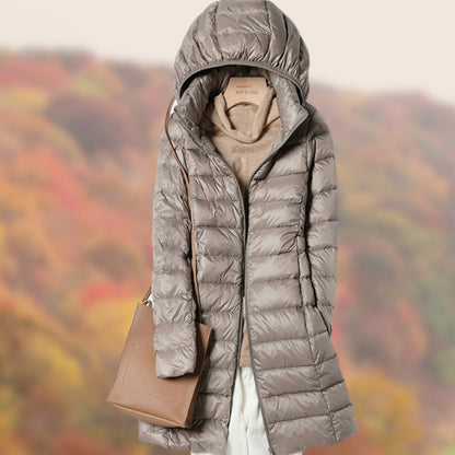 Roslend | Women's Lightweight Hooded Slim-Fit Long Puffer Jacket