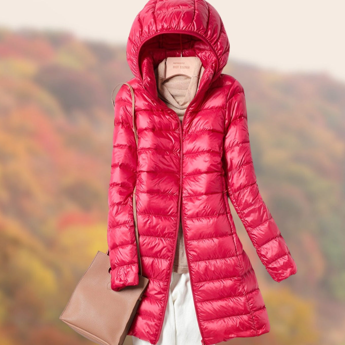 Roslend | Women's Lightweight Hooded Slim-Fit Long Puffer Jacket