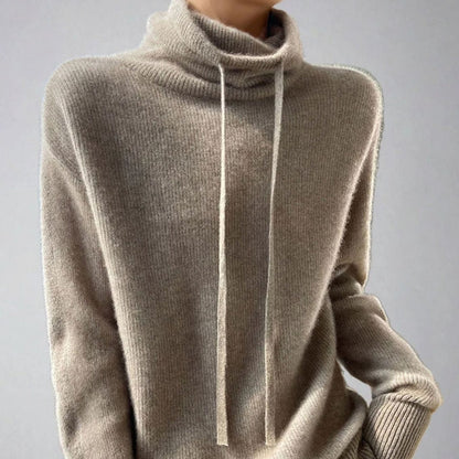 Anouk | Women's Slouchy Turtleneck Drawstring Cashmere Sweater