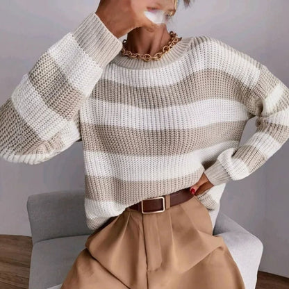 Cosette | Women's Striped Chunky Knit Relaxed-Fit Pullover Sweater