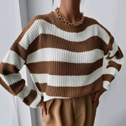 Cosette | Women's Striped Chunky Knit Relaxed-Fit Pullover Sweater