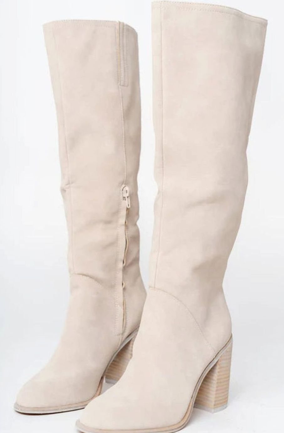 Marloweska | Women's Suede-Look Block Heel Knee-High Boot