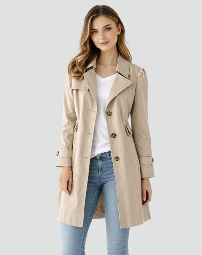 Sabina | Women's Tailored Mid-Length Lapel Collar Trench Coat