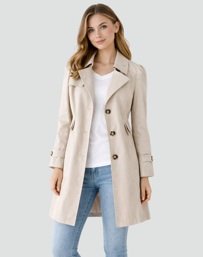 Sabina | Women's Tailored Mid-Length Lapel Collar Trench Coat