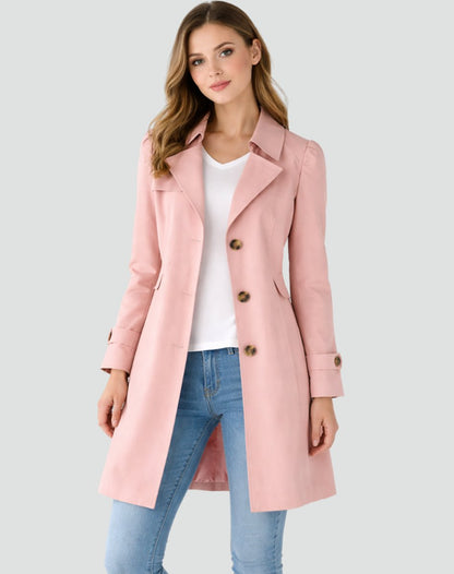 Sabina | Women's Tailored Mid-Length Lapel Collar Trench Coat