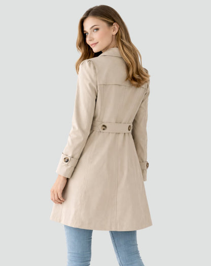 Sabina | Women's Tailored Mid-Length Lapel Collar Trench Coat