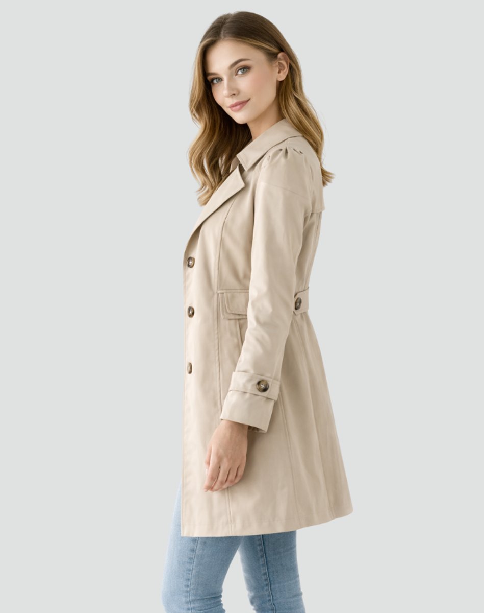 Sabina | Women's Tailored Mid-Length Lapel Collar Trench Coat