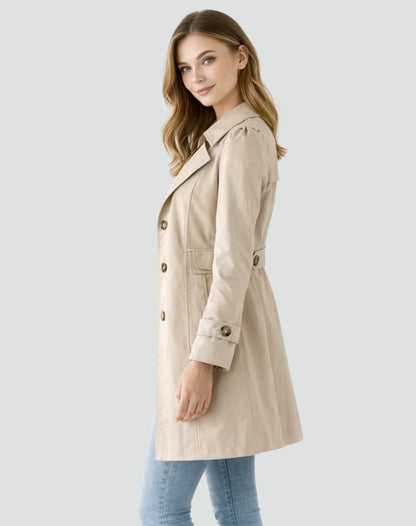 Sabina | Women's Tailored Mid-Length Lapel Collar Trench Coat