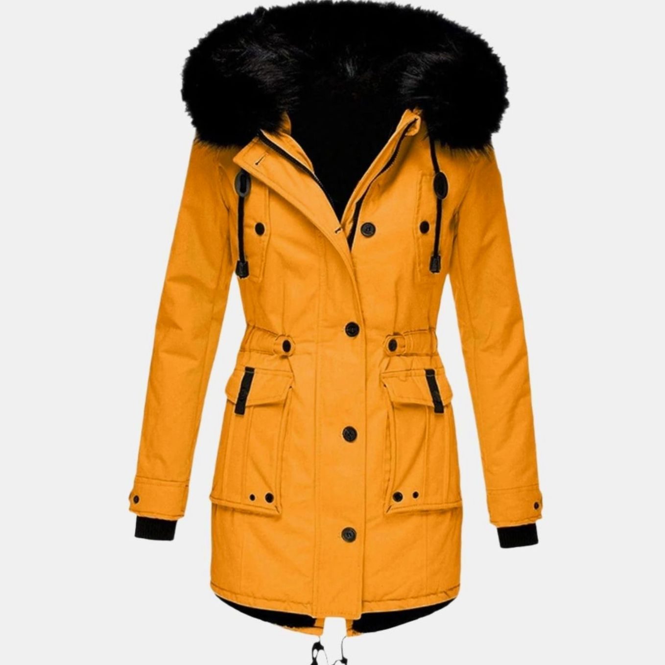 Isolind | Women's Faux Fur Hooded Drawstring Winter Parka Coat