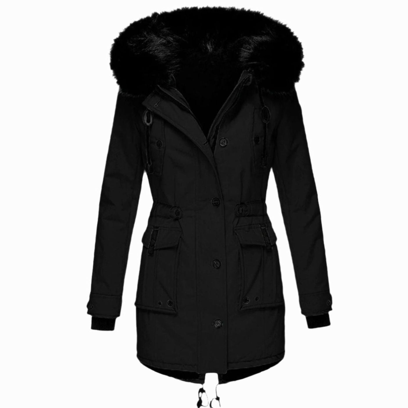 Isolind | Women's Faux Fur Hooded Drawstring Winter Parka Coat