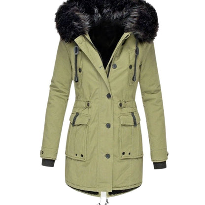 Isolind | Women's Faux Fur Hooded Drawstring Winter Parka Coat