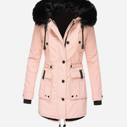 Isolind | Women's Faux Fur Hooded Drawstring Winter Parka Coat