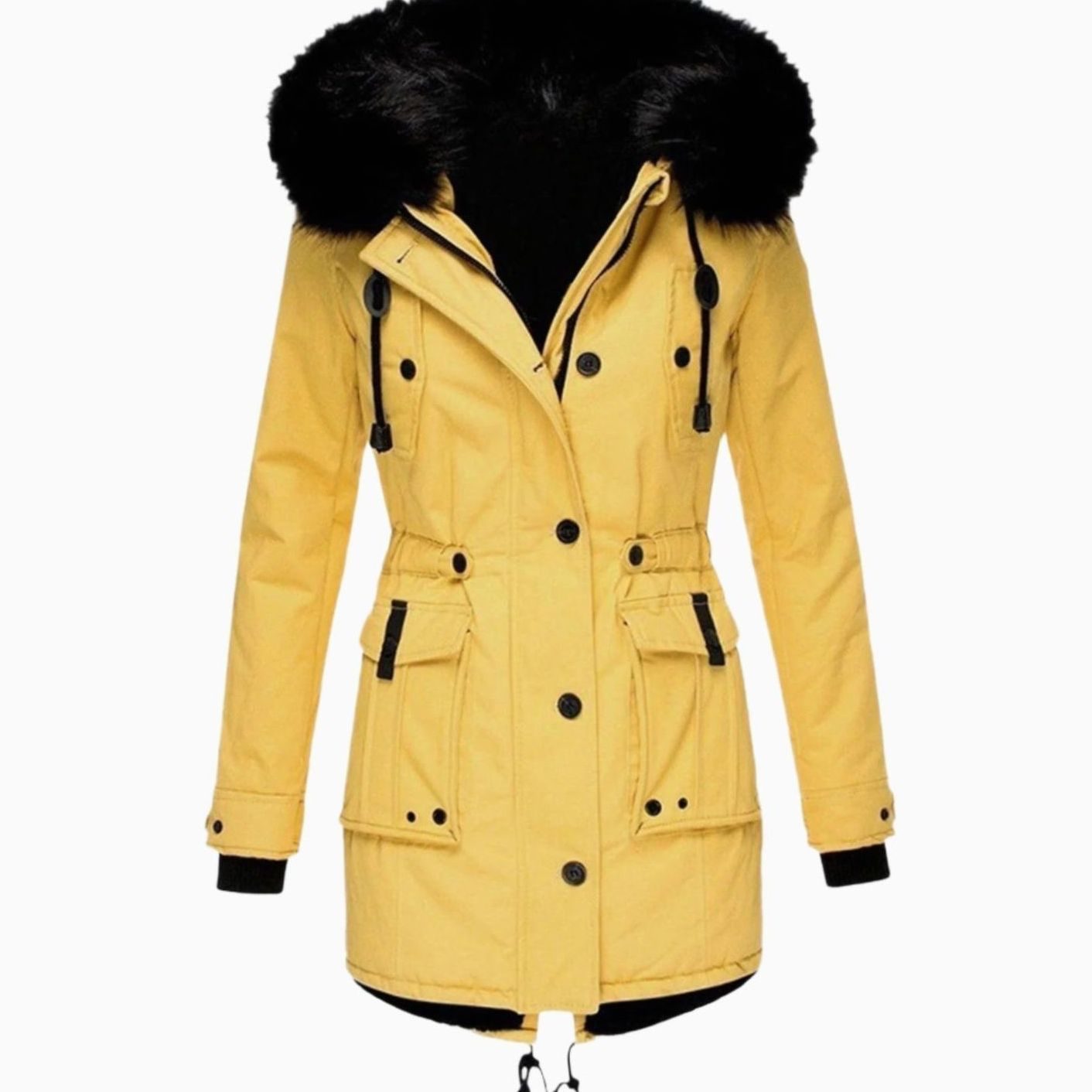 Isolind | Women's Faux Fur Hooded Drawstring Winter Parka Coat