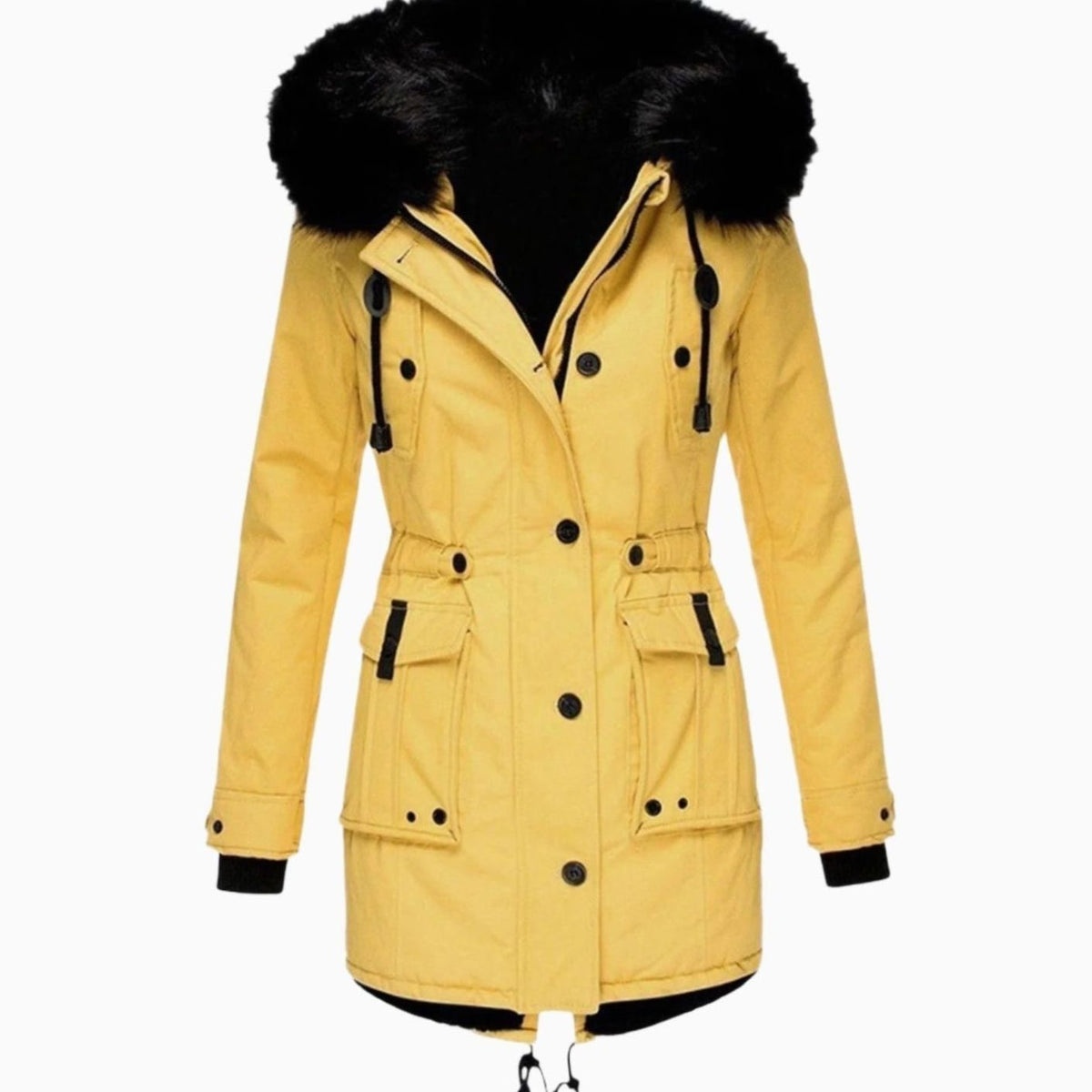 Isolind | Women's Faux Fur Hooded Drawstring Winter Parka Coat