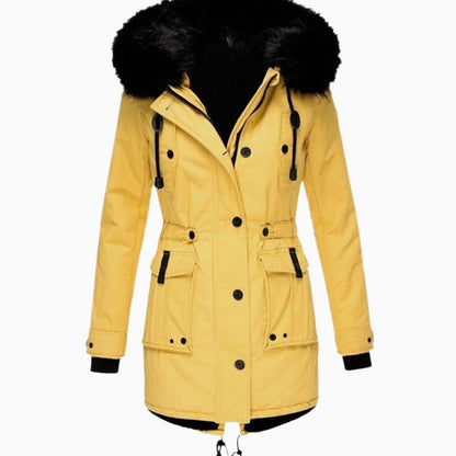 Isolind | Women's Faux Fur Hooded Drawstring Winter Parka Coat
