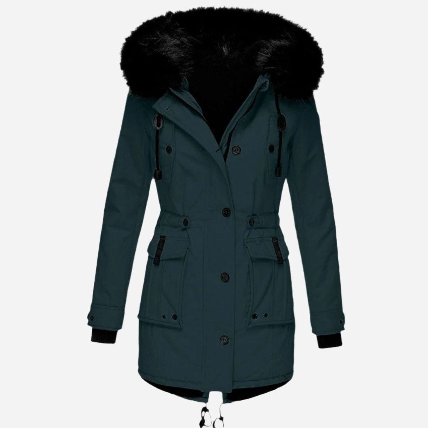 Isolind | Women's Faux Fur Hooded Drawstring Winter Parka Coat