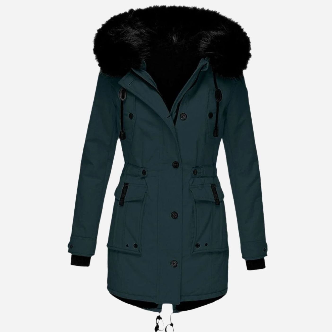 Isolind | Women's Faux Fur Hooded Drawstring Winter Parka Coat