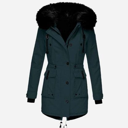 Isolind | Women's Faux Fur Hooded Drawstring Winter Parka Coat
