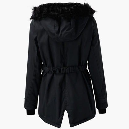 Isolind | Women's Faux Fur Hooded Drawstring Winter Parka Coat