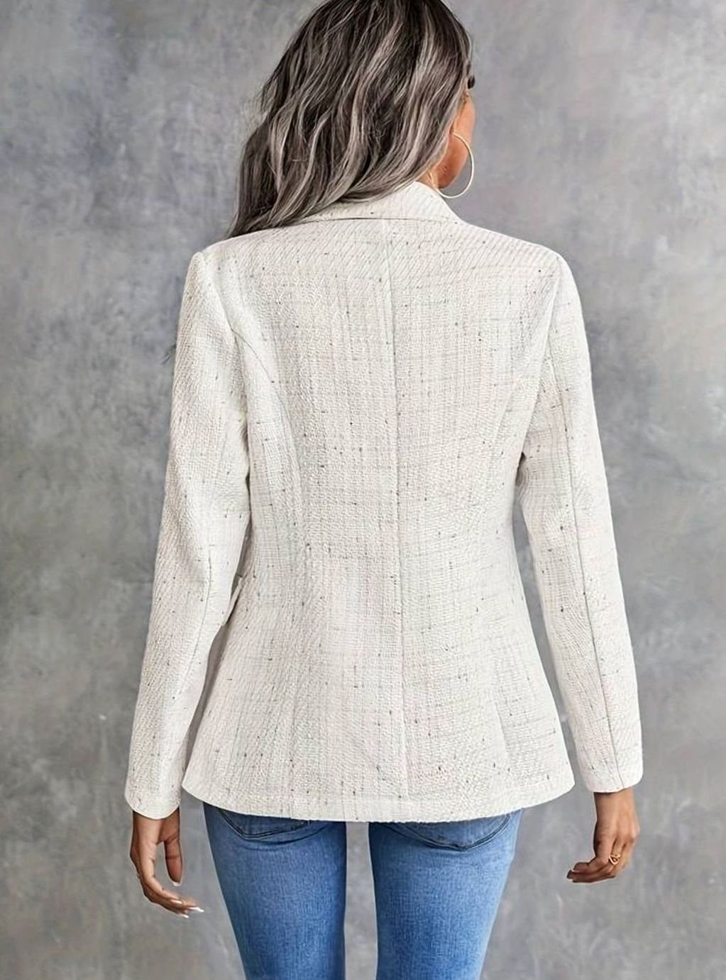 Mireille | Women's Tweed Double-Breasted Structured Long-Sleeve Blazer