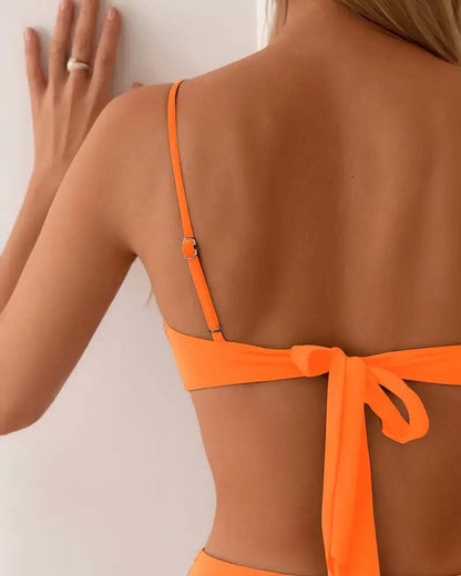 Ivy | High Waisted Bikini Set Bandeau Gold Hardware Detail