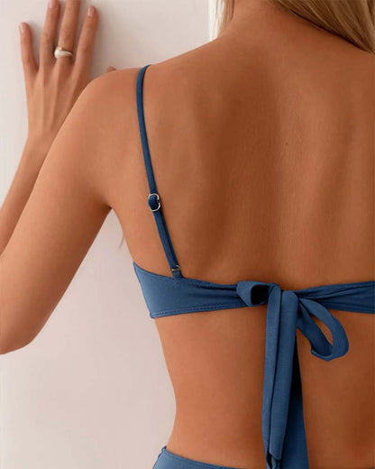 Ivy | High Waisted Bikini Set Bandeau Gold Hardware Detail